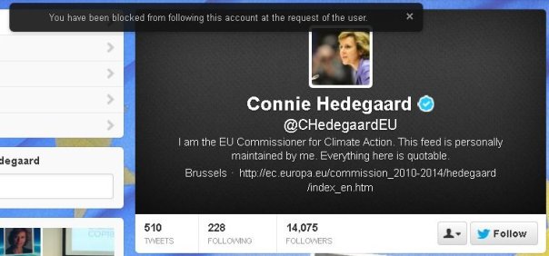 Because the debate is over, attempting to follow the EU's unelected Climate Commissar Connie Hedegaard.